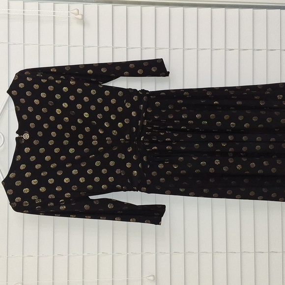 Tommy Hilfiger Petite Metallic Dot Ruched-Waist Dress - Picture 8 of 8